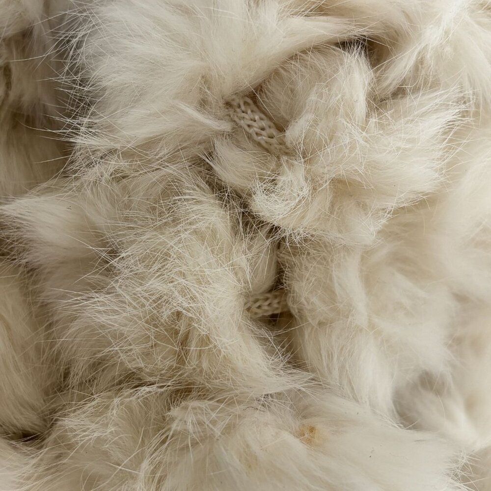 Cejon Rabbit Fur Scarf Winter White Soft Luxurious Accessory Pom Pom 54 x 5 inch - Picture 8 of 8